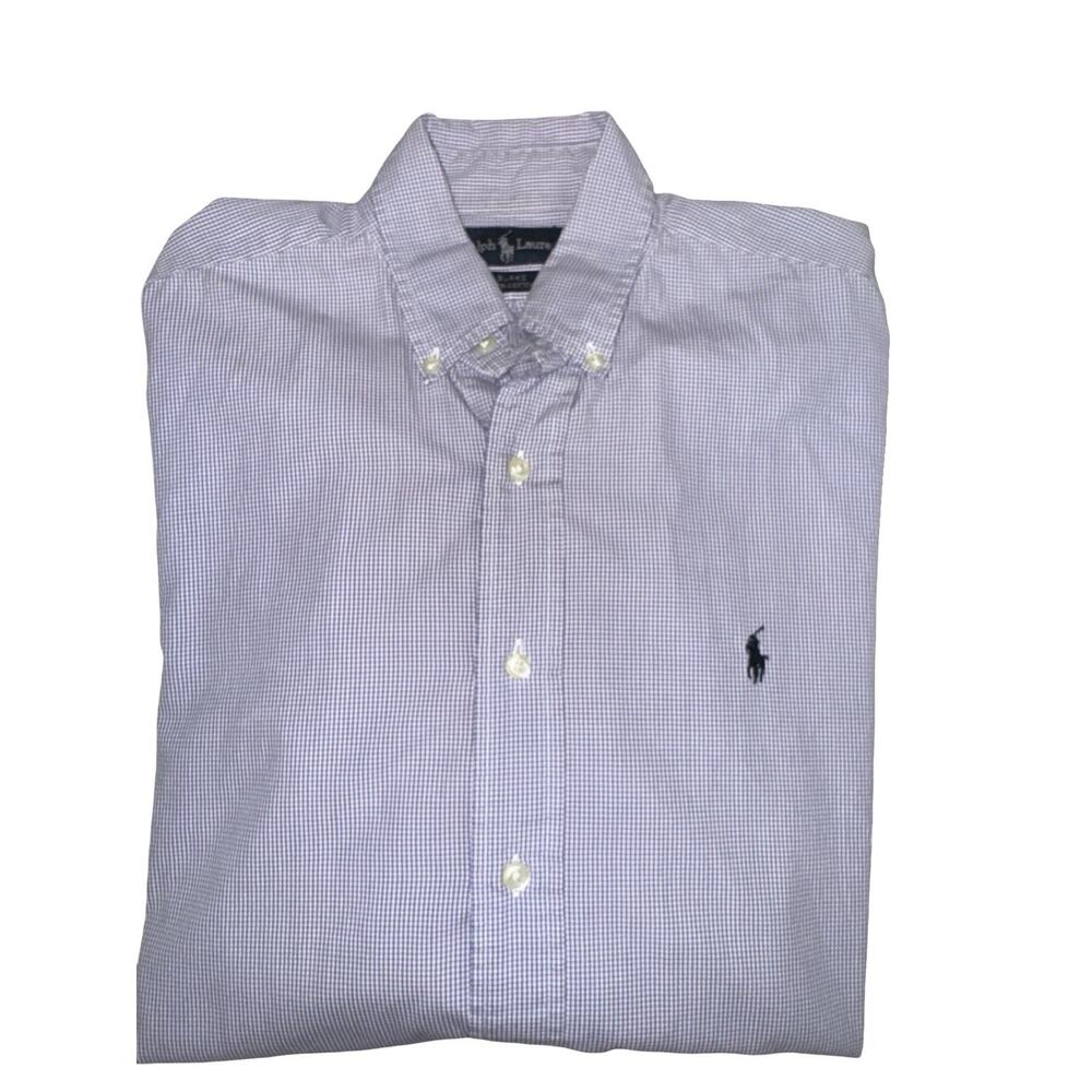 Ralph Lauren Blue Label Blake Blue Gingham Long Sleeve Lightweight Cotton, Sz S